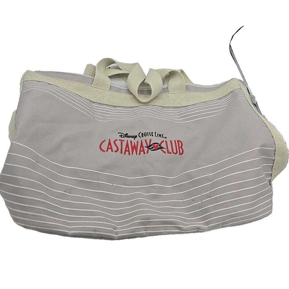 Disney Cruise Lines Castaway Club Embroidered Silver Gray Tote Beach Bag 13"x18"